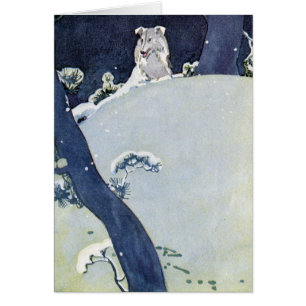 Dog onder Snowy Pines