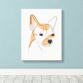 Dog One Line Tekening met kleur Canvas Afdruk (Insitu (Houten vloer))