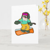 Dog op Snowboard Sports Kaart (Gele Bloem)