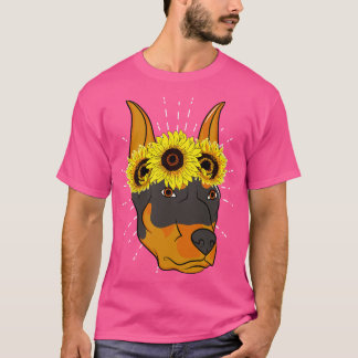 Dog Owner Sunflower Crown Hondenras Doberman T-shirt