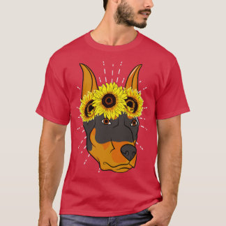Dog Owner Sunflower Crown Hondenras Doberman T-shirt
