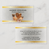 Dog Pack | Dierlijke diensten | Gold Damask Patter Visitekaartje (Voorkant / Achterkant)