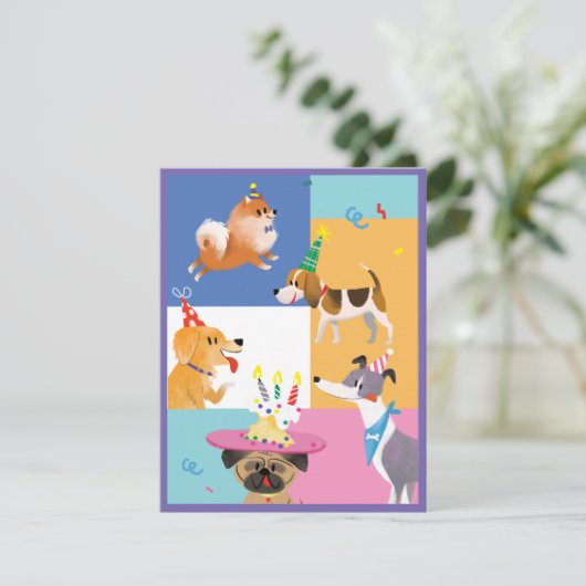 Dog Party Dank u kaarten (Staand voorkant)