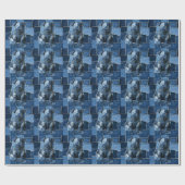 Dog Patchwork Art Denim Cadeaupapier (Vlak)