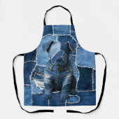 Dog Patchwork Art Denim Schort (Voorkant)
