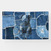 Dog Patchwork Art Denim Spandoek (Horizontaal)