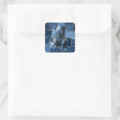 Dog Patchwork Art Denim Vierkante Sticker (Tas)