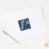 Dog Patchwork Art Denim Vierkante Sticker (Envelop)