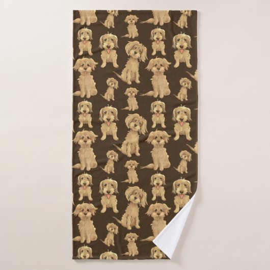 Dog Pattern Brown labradole goudendoedle Badhanddoek (Badhanddoek)