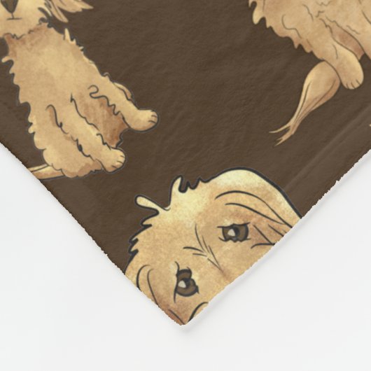 Dog Pattern Brown labradole goudendoedle Fleece Deken (Hoek)