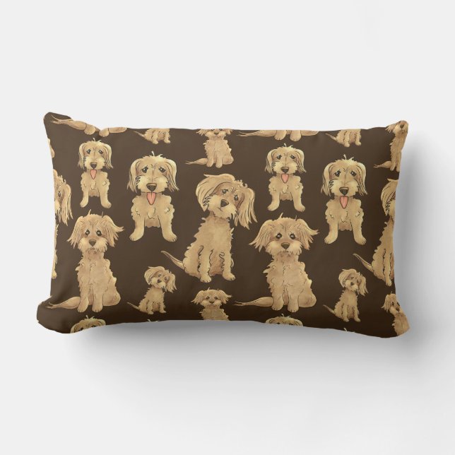 Dog Pattern Brown labradole goudendoedle Kussen (Voorkant)