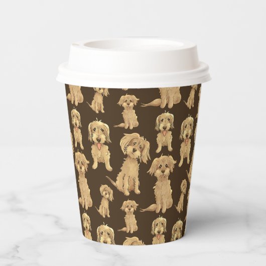 Dog Pattern Brown labradole goudendoedle Papieren Bekers (Achterkant)