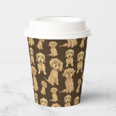 Dog Pattern Brown labradole goudendoedle Papieren Bekers (Voorkant)