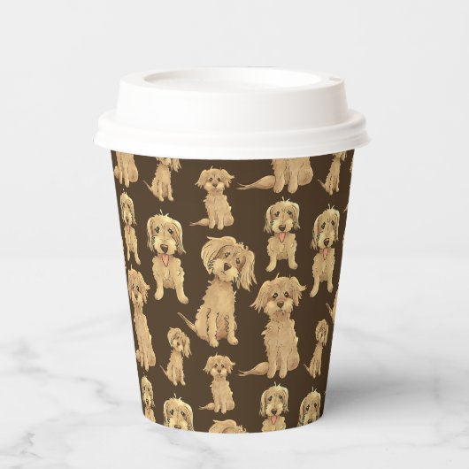 Dog Pattern Brown labradole goudendoedle Papieren Bekers (Voorkant)