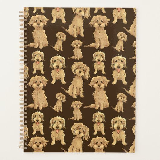 Dog Pattern Brown labradole goudendoedle Planner (Voorkant)