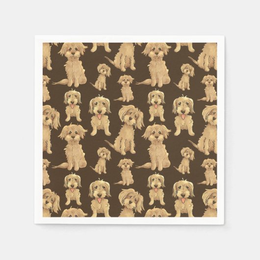 Dog Pattern Brown labradole goudendoedle Servet (Voorkant)