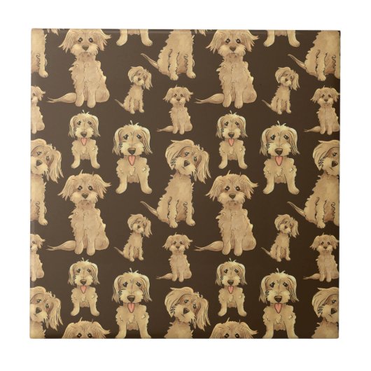 Dog Pattern Brown labradole goudendoedle Tegeltje (Voorkant)