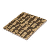 Dog Pattern Brown labradole goudendoedle Tegeltje (Zijkant)