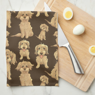 Dog Pattern Brown labradole goudendoedle Theedoek