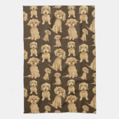 Dog Pattern Brown labradole goudendoedle Theedoek (Verticaal)