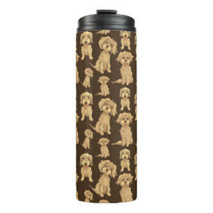 Dog Pattern Brown labradole goudendoedle Thermosbeker