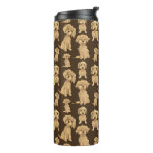 Dog Pattern Brown labradole goudendoedle Thermosbeker (Gedraaid links)