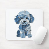 Dog Pattern Denim Patchwork Art Muismat (Met muis)
