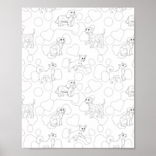 Dog Pattern Kinder Coloring Poster