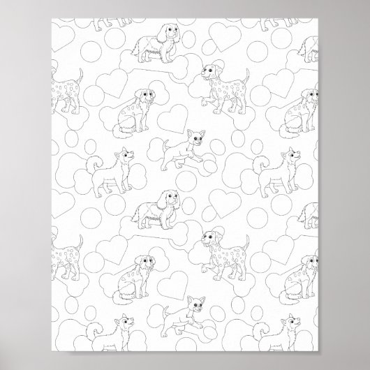 Dog Pattern Kinder Coloring Poster (Voorkant)
