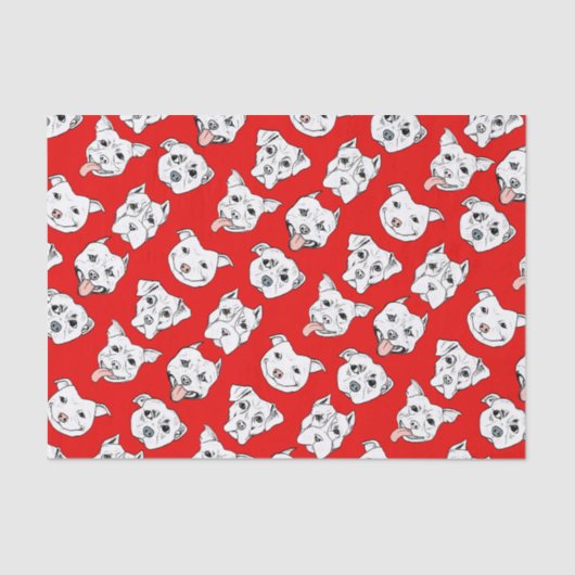 Dog Pattern, Pit Bull Terrier Dog Red Tissuepapier (Voorkant)
