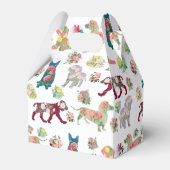 Dog Pattern  Waterverf Flowers Monogram Bedankdoosjes (Achterkant)