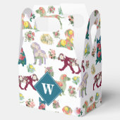 Dog Pattern  Waterverf Flowers Monogram Bedankdoosjes (Geopend)