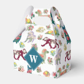 Dog Pattern  Waterverf Flowers Monogram Bedankdoosjes (Voorkant Zijde)