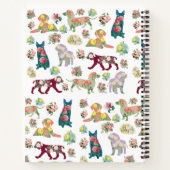 Dog Pattern Waterverf Flowers Monogram Notitieboek (Achterkant)