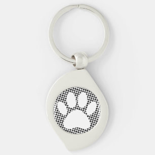 Dog Paw-afdruk met halftoonachtergrond-Sleutelhang Sleutelhanger