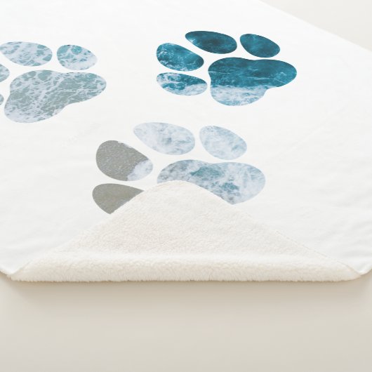Dog Paw-afdrukken - Beach Waves en Sand Sherpa Deken (3/4)