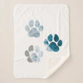 Dog Paw-afdrukken - Beach Waves en Sand Sherpa Deken (Voorkant)