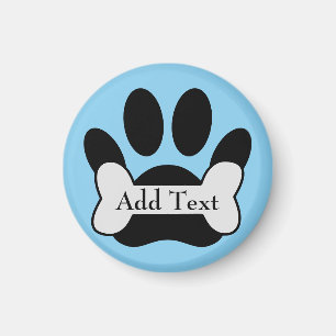 Dog Paw-afdrukken en botsen op babyblauw magneet