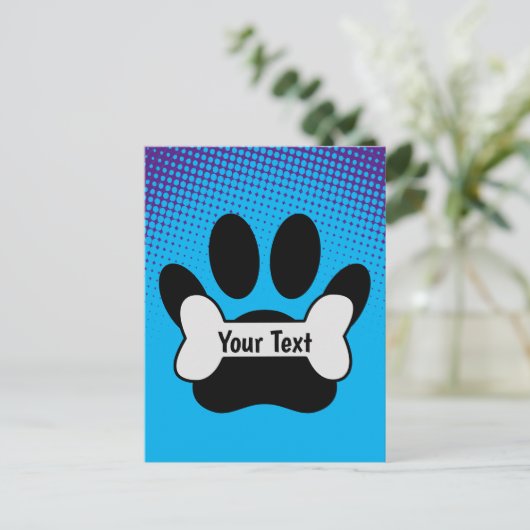 Dog Paw-afdrukken en botverloop Briefkaart (Staand voorkant)