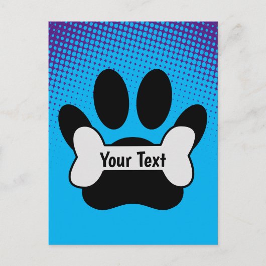 Dog Paw-afdrukken en botverloop Briefkaart (Voorkant)