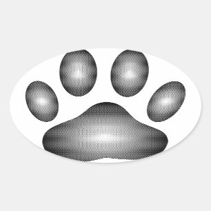 Dog Paw-afdrukken in zwarte en witte verlopen Ovale Sticker