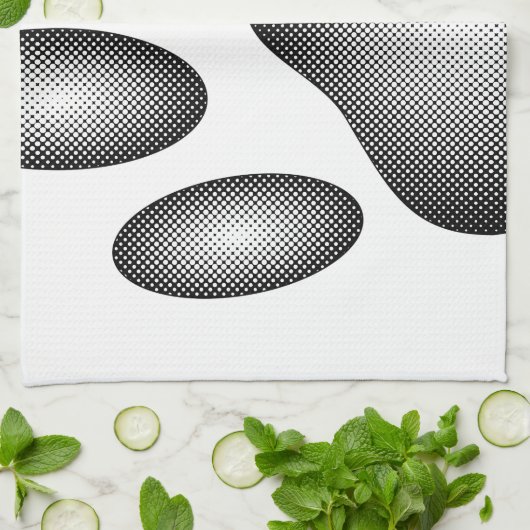 Dog Paw-afdrukken in zwarte en witte verlopen Theedoek (Gevouwen)