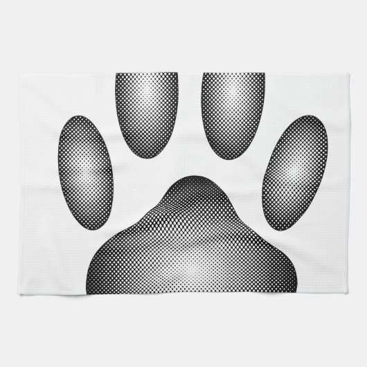 Dog Paw-afdrukken in zwarte en witte verlopen Theedoek (Horizontaal)