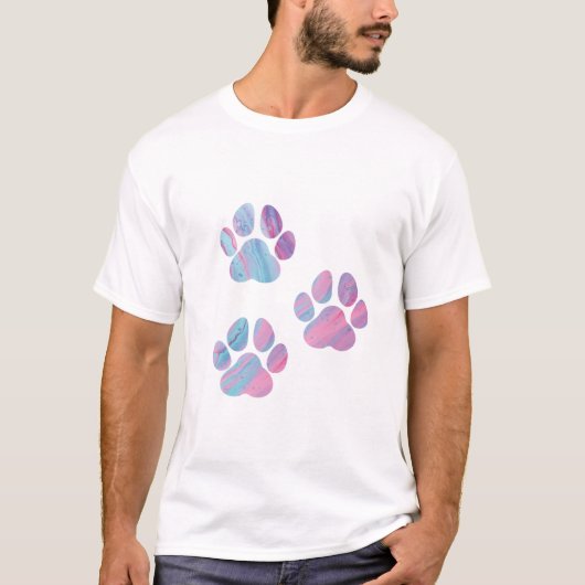Dog Paw-afdrukken - kleurrijke verfstalen T-shirt (Voorkant)