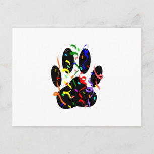 Dog Paw-afdrukken met Confetti en streamer Briefkaart