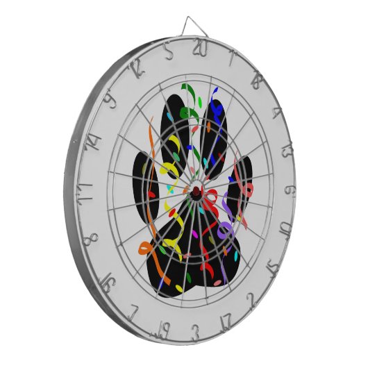 Dog Paw-afdrukken met Confetti en streamer Dartbord (Voorkant Links)