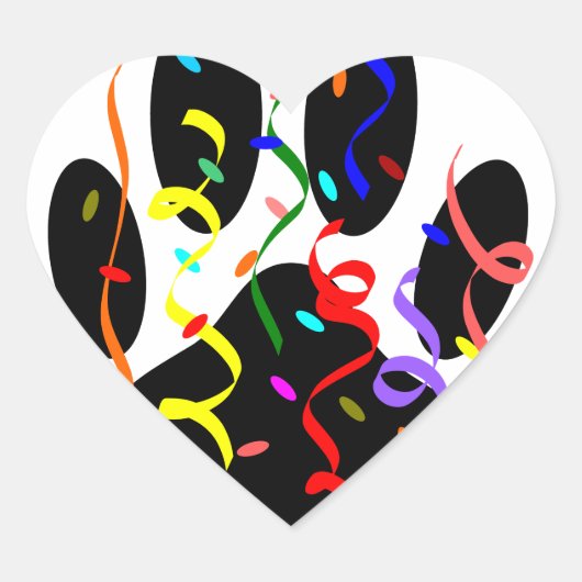 Dog Paw-afdrukken met Confetti en streamer Hart Sticker (Voorkant)