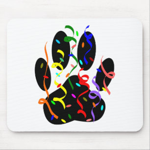 Dog Paw-afdrukken met Confetti en streamer Muismat
