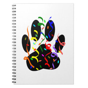 Dog Paw-afdrukken met Confetti en streamer Notitieboek