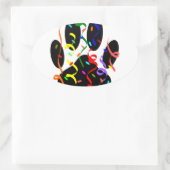 Dog Paw-afdrukken met Confetti en streamer Ovale Sticker (Tas)